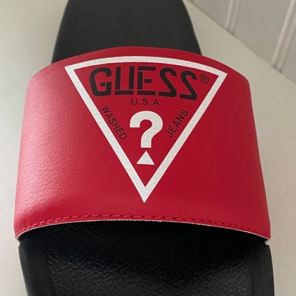 GUESS EneloChili Pepper/White/Black Slides Size 11M - Picture 3 of 5